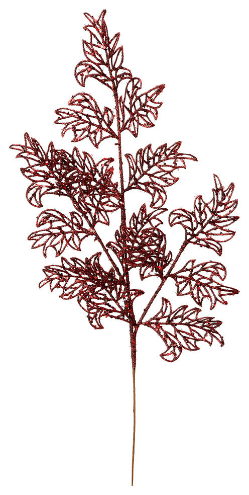 Vickerman L186265 22" Burgundy Glitter Lace Leaf Artificial Christmas Spray