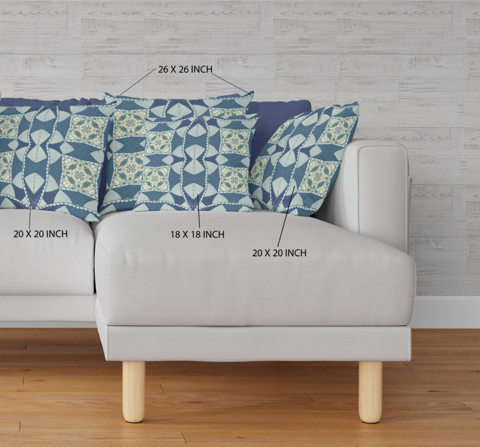20" Blue Cream Cosmic Circle Boho Suede Throw Pillow