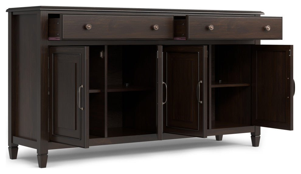Connaught Solid Wood Large Sideboard Storage Cabinet, Dark Chestnut Brown