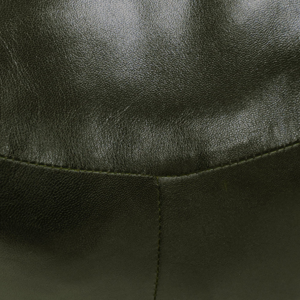 Poufs-Solid Goat Leather Pouf, Handmade (Recycled Cotton Fill), {Round}14x14x14