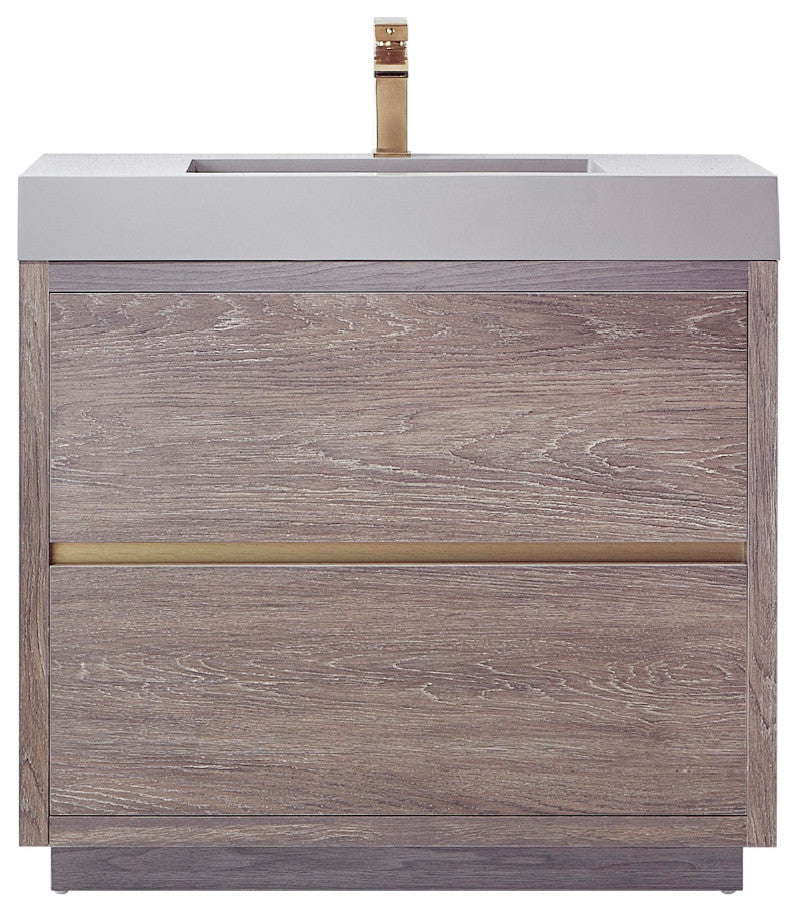Huesca Bath Vanity in North Carolina Oak, 36", Without Mirror