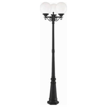 Acclaim Havana 3-Light Outdoor Post w/Globe 5269BK/WH, Matte Black