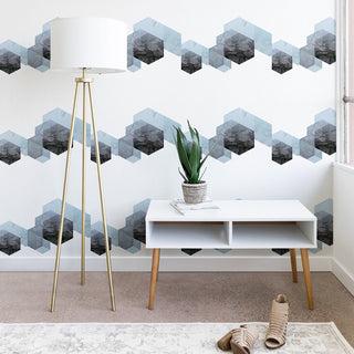 Deny Designs Emanuela Carratoni Marble Geometry Wallpaper, Blue, 2'x4'