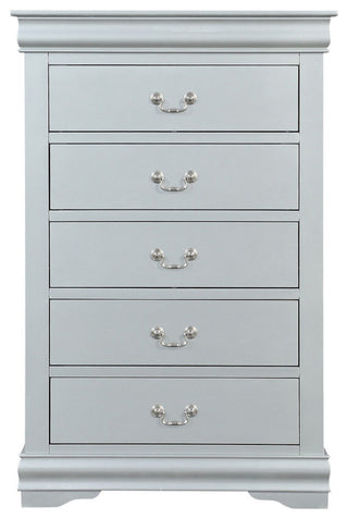 Wooden Chest with 5 Drawers, Platinum