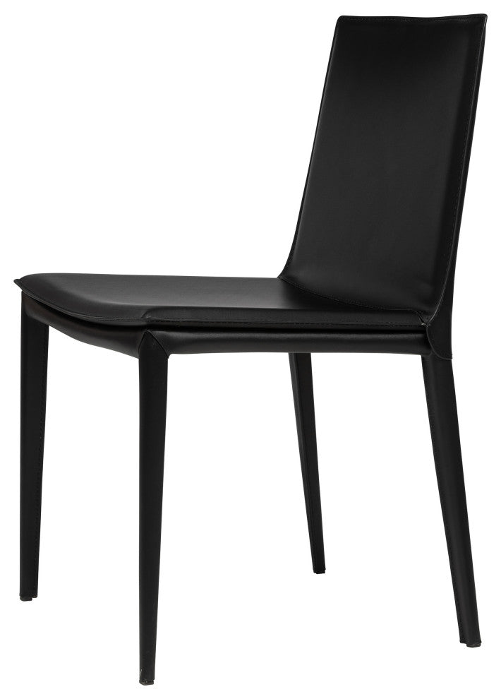 Elite Living Hilton (Set of 2) Modern Leather Upholstered Dining Chair, Black