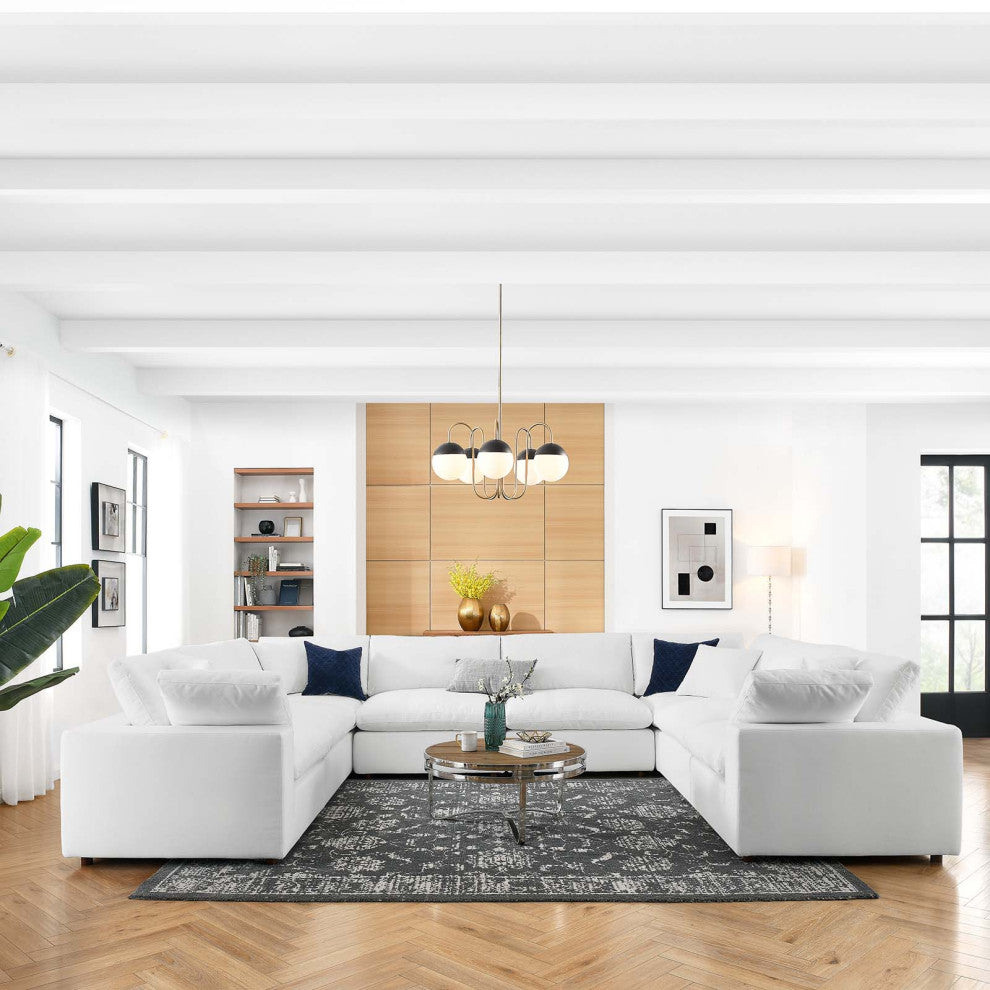 Commix Down Filled Overstuffed 8-Piece Sectional Sofa, Pure White
