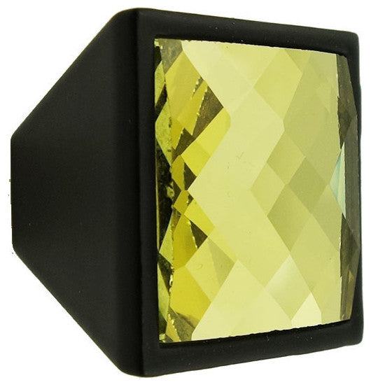 MultiFaceted Golden Topaz Black Metal Square Frustum Knob