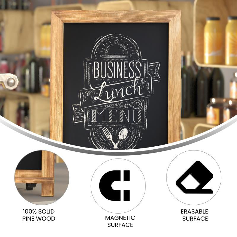 Canterbury Magnetic Chalkboard WithMetal Scrolled Legs, Hang or Countertop Board, 12" X 17" - Torched Brown