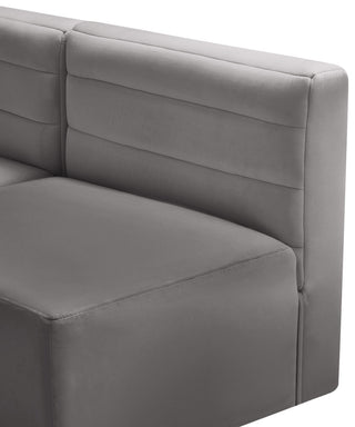 Quincy Velvet Upholstered 5-Piece L-Shaped Modular Sectional, Grey