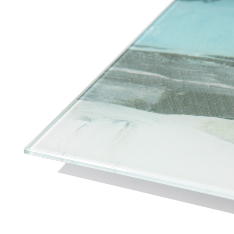 Textured Ocean Tide Frameless Free Floating Tempered Glass Graphic Wall Art Set