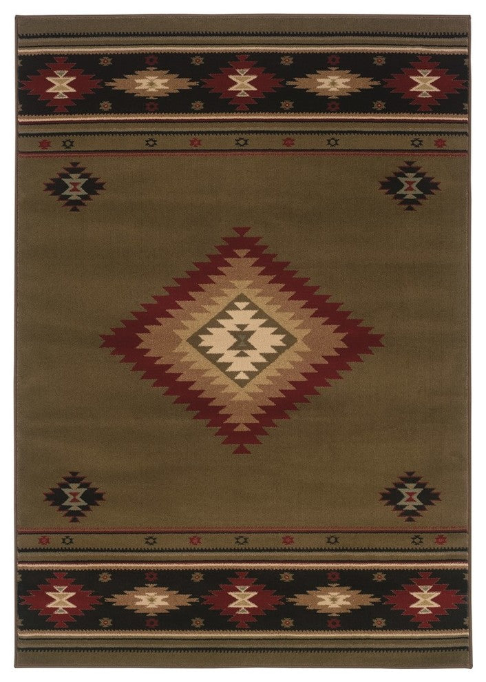 Hudson 087J1 Green/Red 5'3" x 7'6" Rug