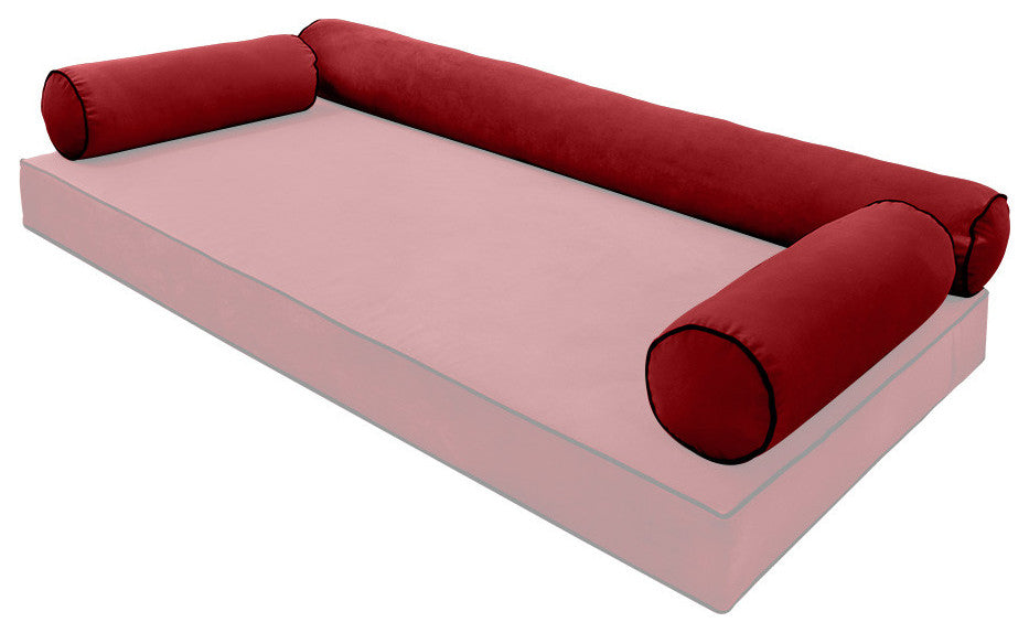 STYLE V6 Full Velvet ContrastPipe Indoor Daybed Bolster Pillow |COVER ONLY|AD369