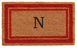 Red Border 18"x30" Monogram Doormat, Letter N