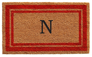 Red Border 18"x30" Monogram Doormat, Letter N