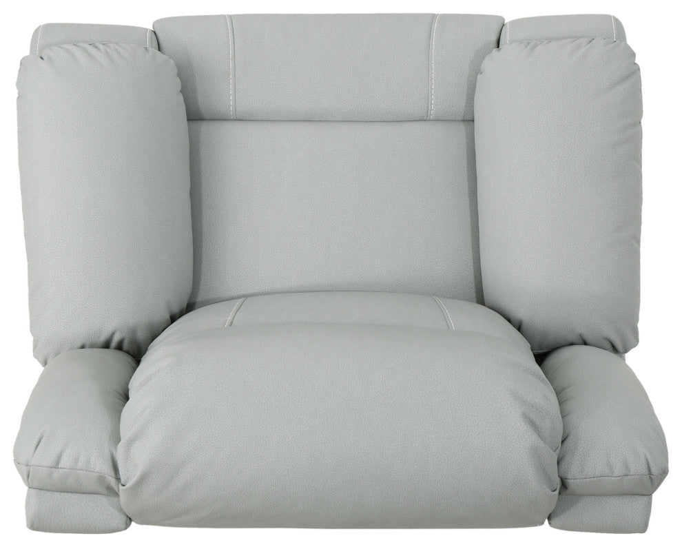 GDF Studio Teresa Classic Tufted Leather Swivel Recliner, Light Gray/Black