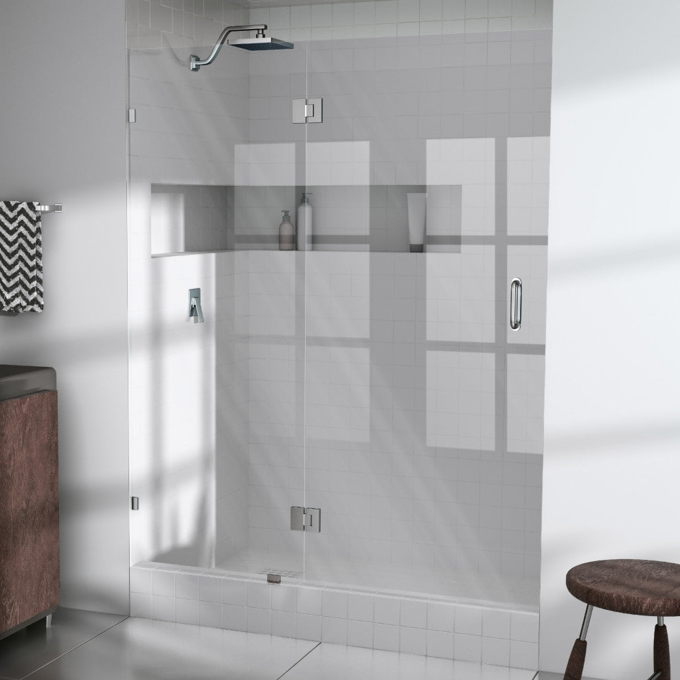 78"x62" Frameless Shower Door Glass Hinge, Brushed Nickel