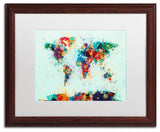 Michael Tompsett 'World Map Paint Splash' Matted Framed Art, White Mat, 20"x16"