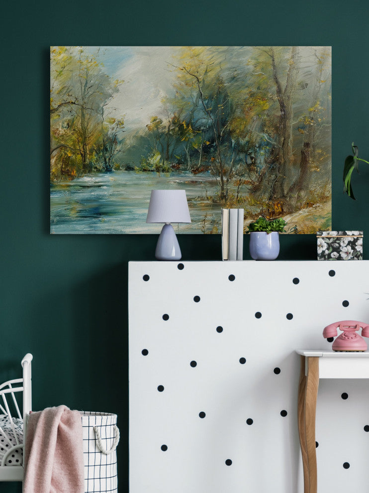 "Flowing River" Painting Print on Wrapped Canvas, 24x16