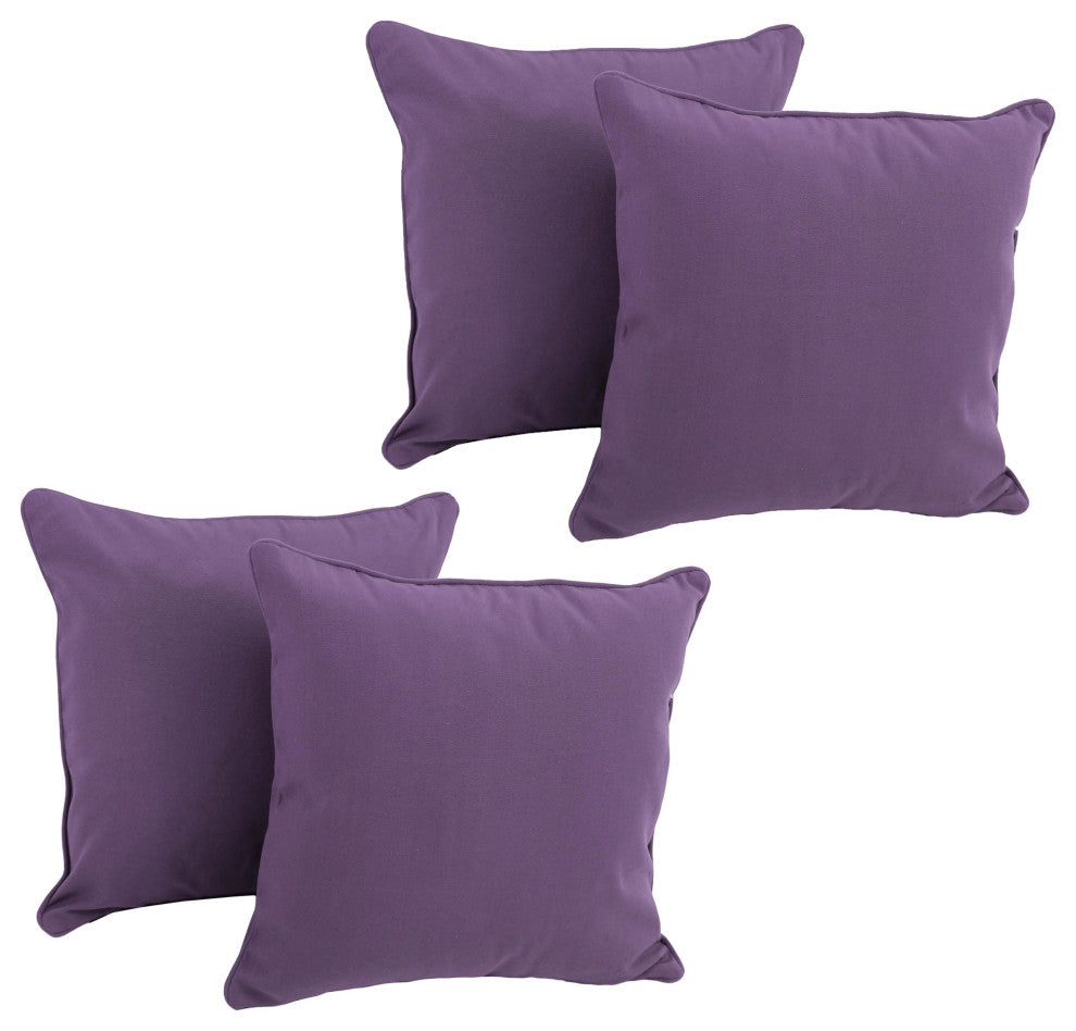 18" Double-Corded Solid Twill Square Throw Pillows With Inserts, Set of 4, Grape