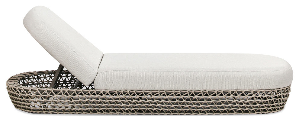 Willow 80.5" Outdoor Patio Chaise Lounger, Adjustable Backrest, Wheat Beige Axroma Olefin