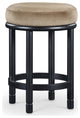 Monette Upholstered Bar and Counter Stool, Beige, Velvet, Black Finish