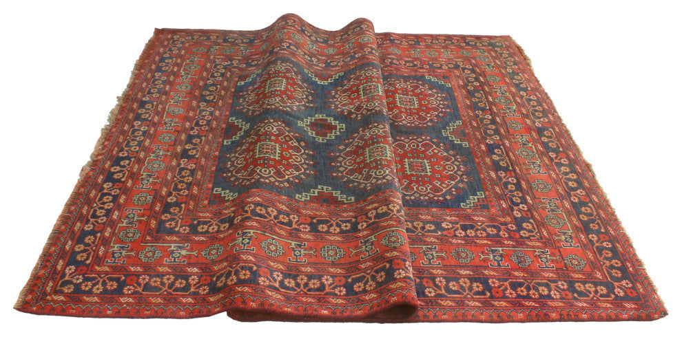 Semi-Antique Maxim Navy/Red Rug, 6'6x9'8