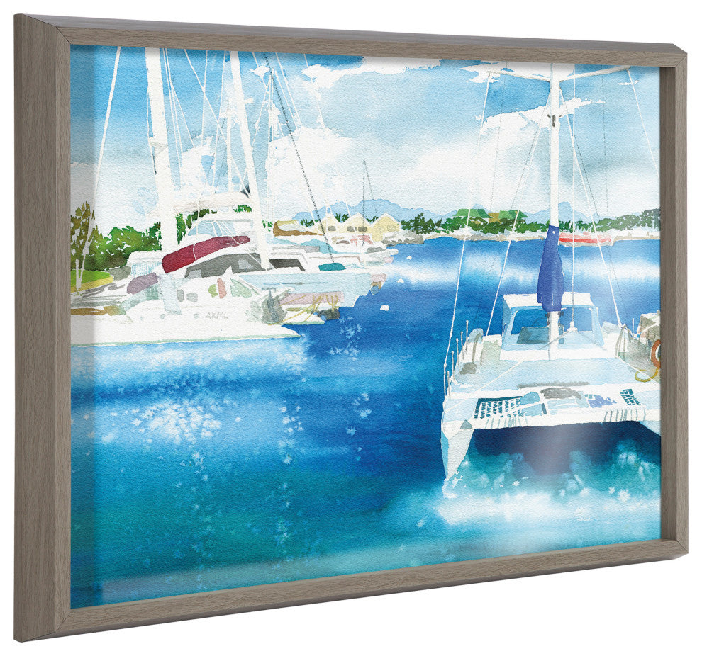 Blake Summer is for Sailing Framed Printed Glass by Janet Meinke-Lau, Gray 18x24
