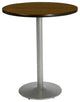 KFI 36" Round Bar Height Breakroom Table - Walnut Finish - Round Silver Base