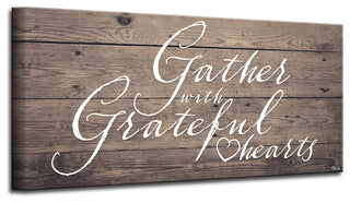 Grateful Hearts Wrapped Canvas Harvest Wall Art, 30"x60"