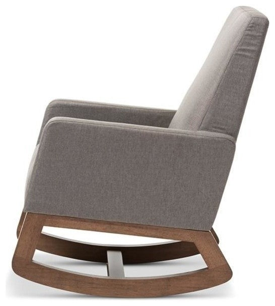 Yashiya Mid-Century Gray Fabric Upholstered Rocking Chair
