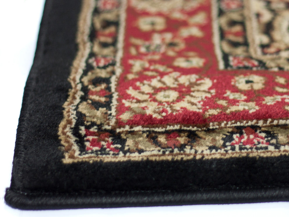 Well Woven Barclay Medallion Kashan Area Rug, Black, 5''3"x6''10" Oval