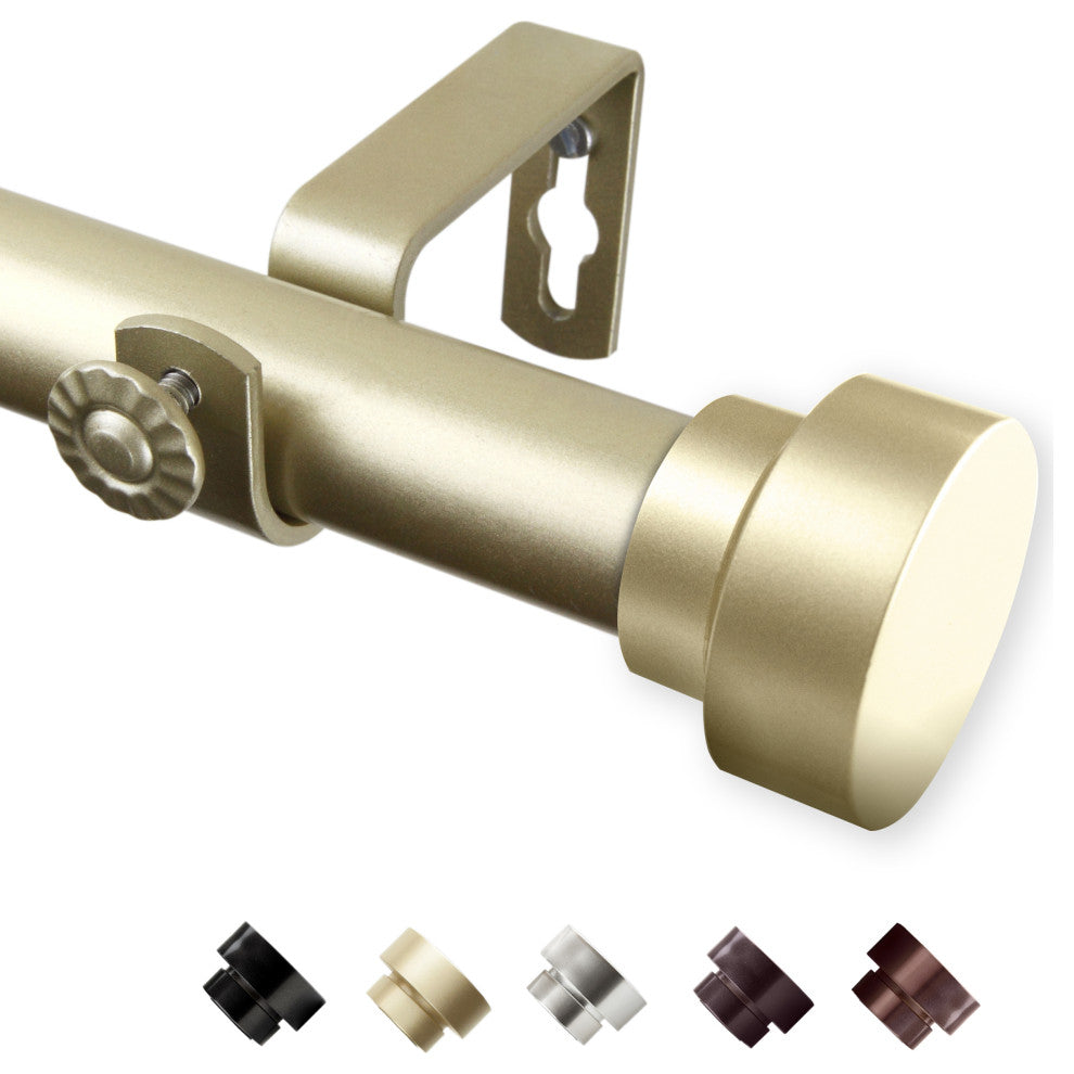 Bonnet 1" Curtain Rod, Light Gold, 66-120"