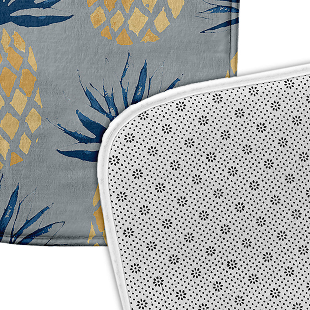 24" x 17" Pineapple Stripes Bathmat, Pretty Grey