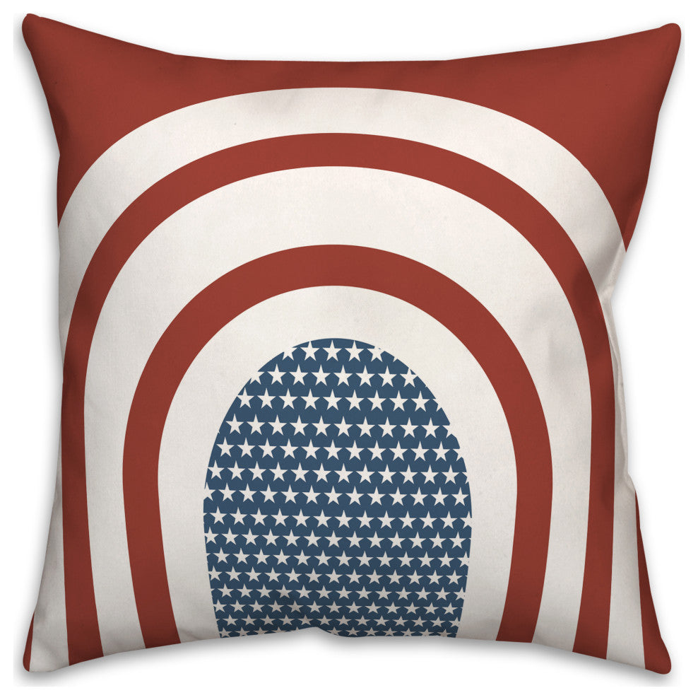 Red Arched Stripes and Stars 18"x18" Spun Poly Pillow