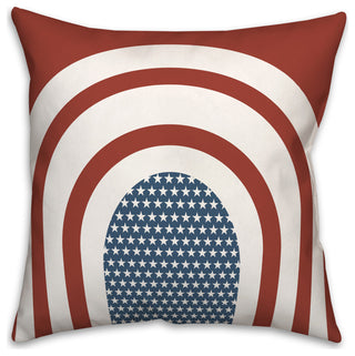 Red Arched Stripes and Stars 18"x18" Spun Poly Pillow