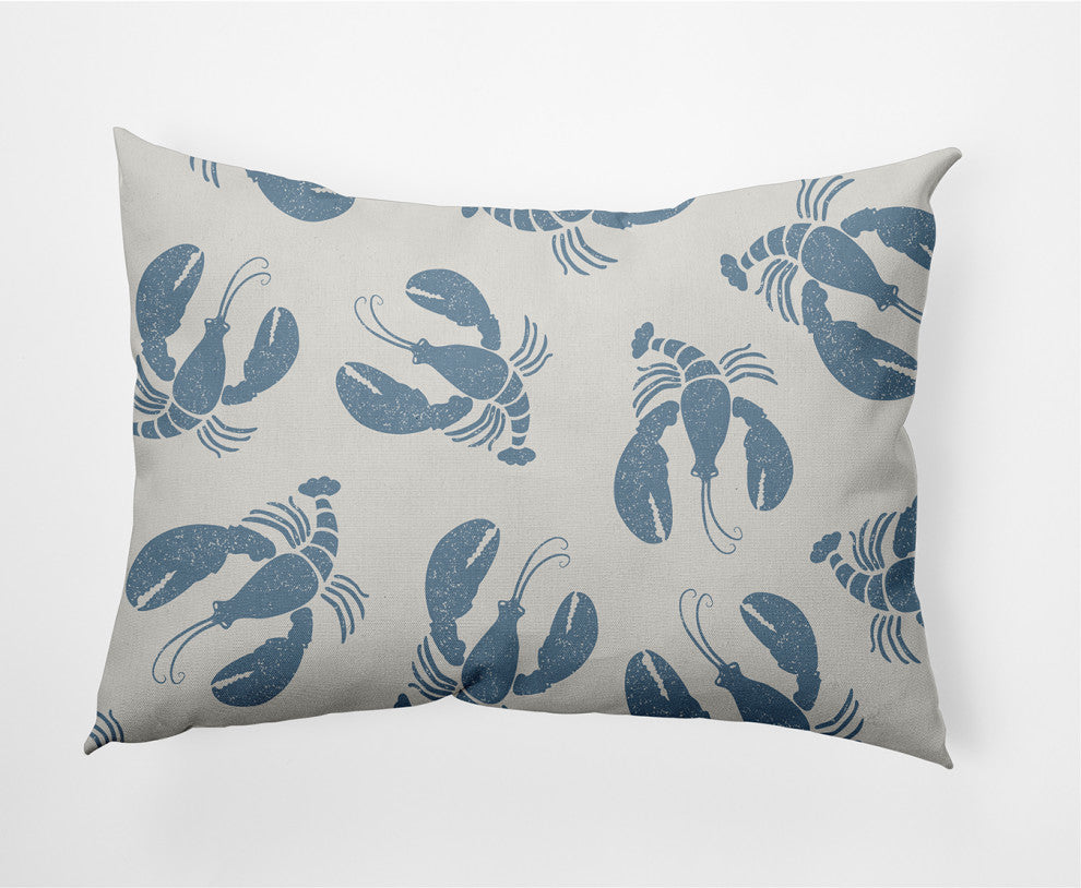 14x20" Lobster Fest Nautical Decorative Indoor Pillow, Dusty Smoke