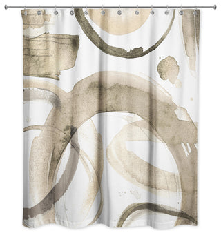 Beige Abstract Circles 71x74 Shower Curtain
