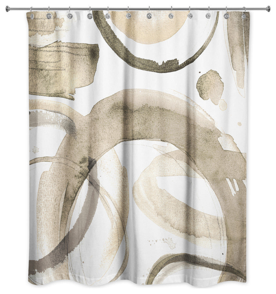 Beige Abstract Circles 71x74 Shower Curtain