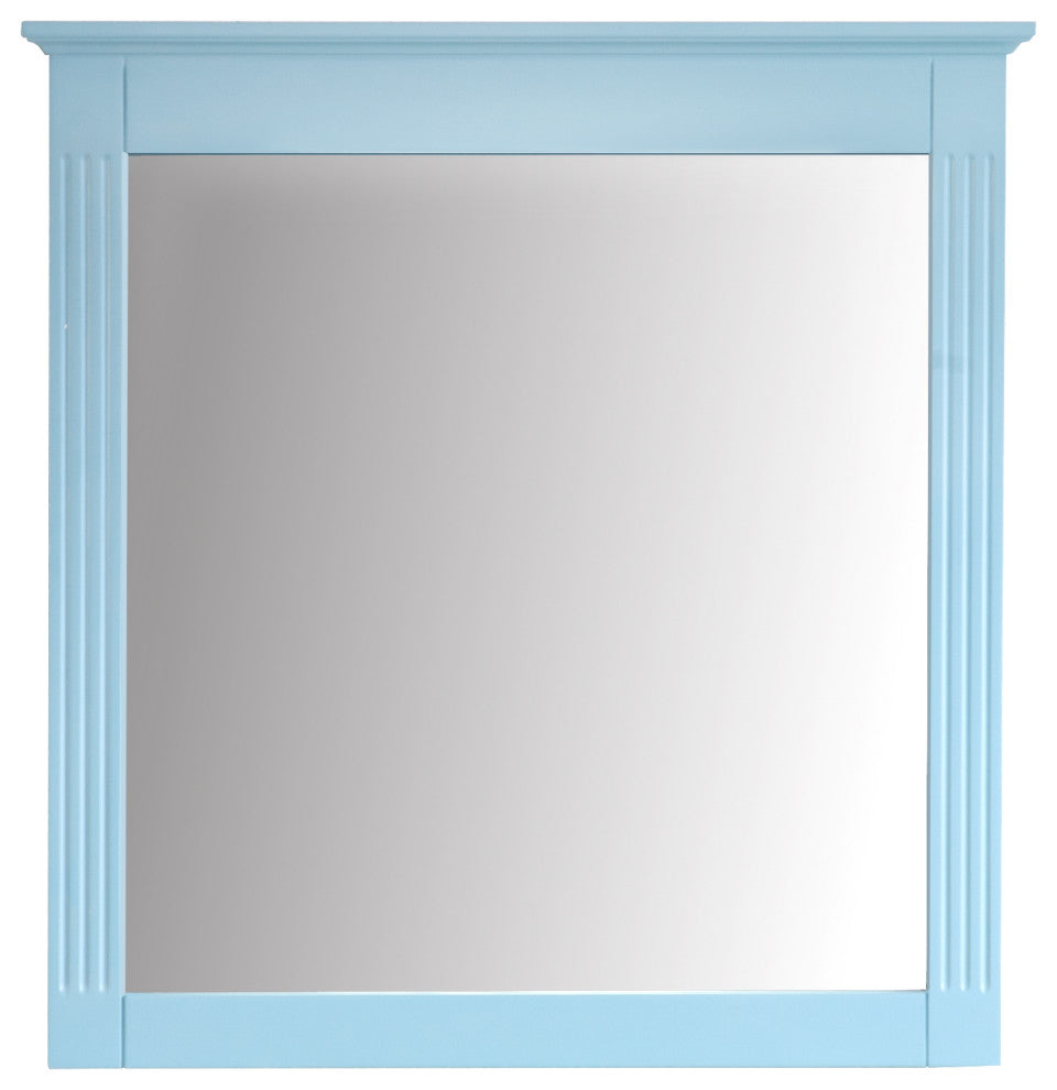 Solid Wood Bathroom Vanity Mirror for Wall Mounted, Classic Blue, 32x33