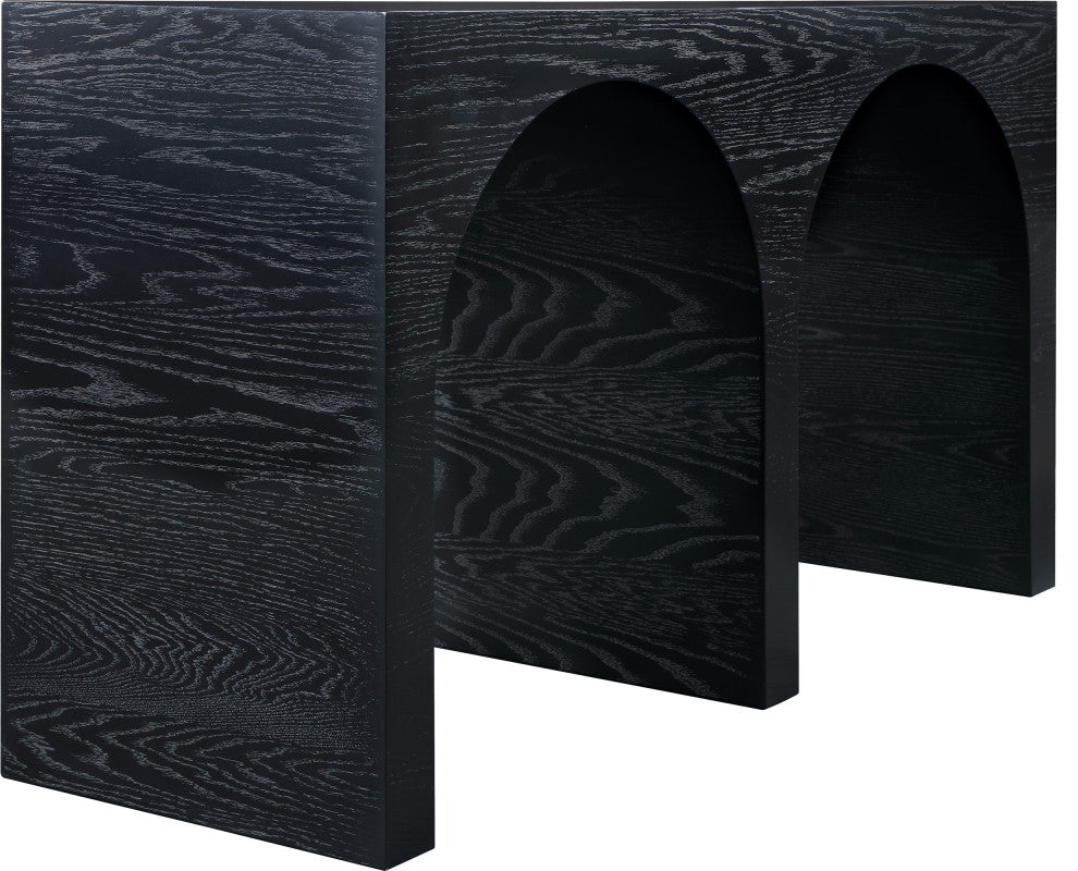 June Black Oak Console Table, Black, 54" W X 18" D X 30" H