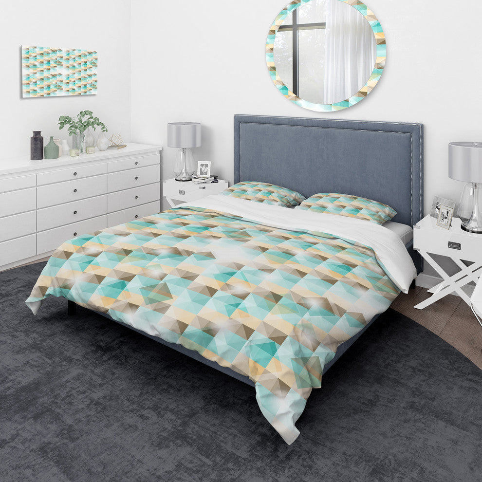 3D Illusion of Geometric Squaresf Abstract Duvet Cover, Twin
