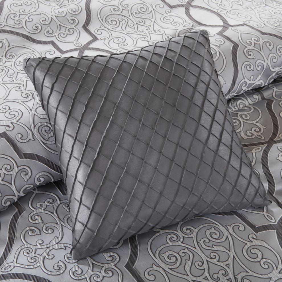 Madison Park Lavine 12 Piece Complete Bed Set, Silver