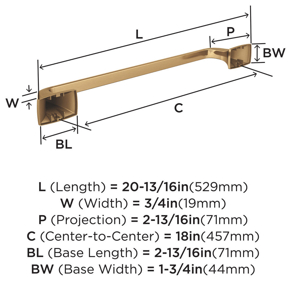 Amerock Highland Ridge Transitional Towel Bar, Champagne Bronze, 18" Center-to-C