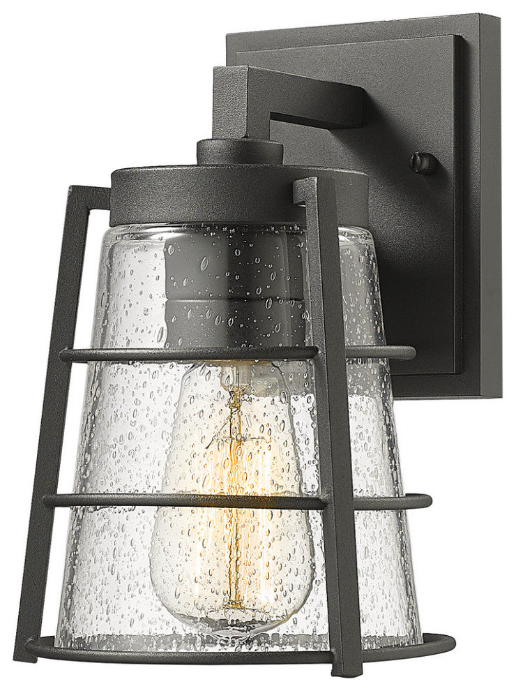 Zlite 591S-BK 1-Light Outdoor Wall Sconce, Clear Seedy