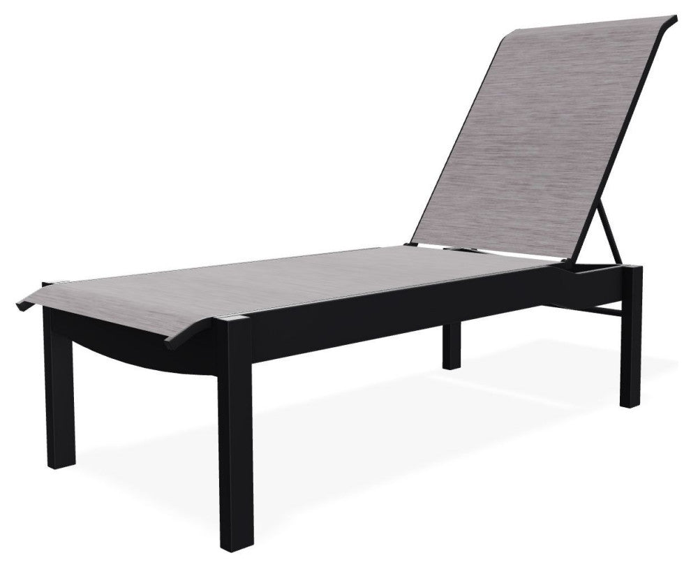 Leeward Sling Stackable Outdoor Chaise Lounge, Fossil/Black