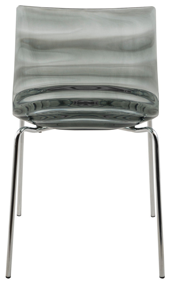 LeisureMod Modern Astor Plastic Dining Chair, Set of 4 Transparent Black