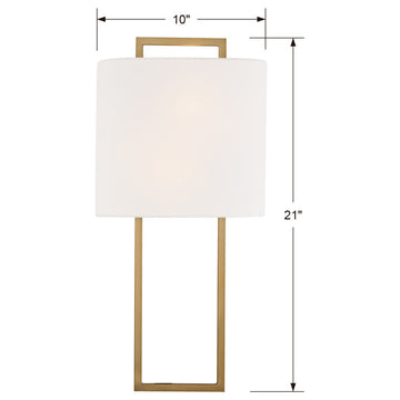 Crystorama FRE-422-VG, 2-Light Wall Mount, Vibrant Gold