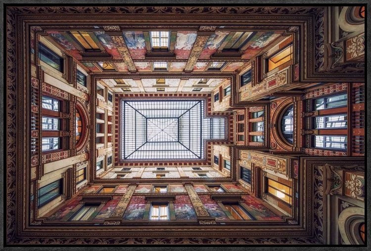 "Galleria Sciarra, Rome." Framed Canvas Giclee by Cuomo Massimo, 23x16"