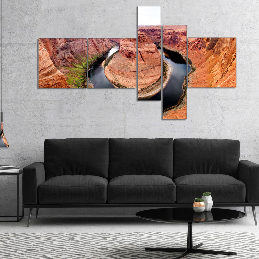 Horse Show at Grand Canyon, Landscape Photo Canvas Print, 60"x32", 5 panels