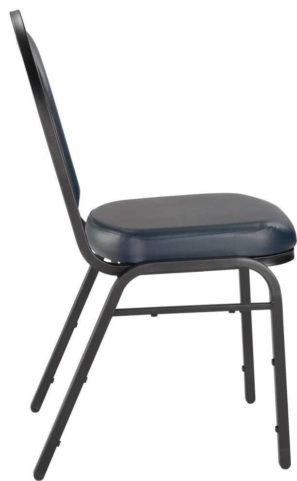NPS 9200 Premium Vinyl Stack Chair, Midnight Blue Seat/ Black Frame